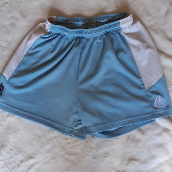 Adidas baby blue and white shorts - Picture 1 of 2